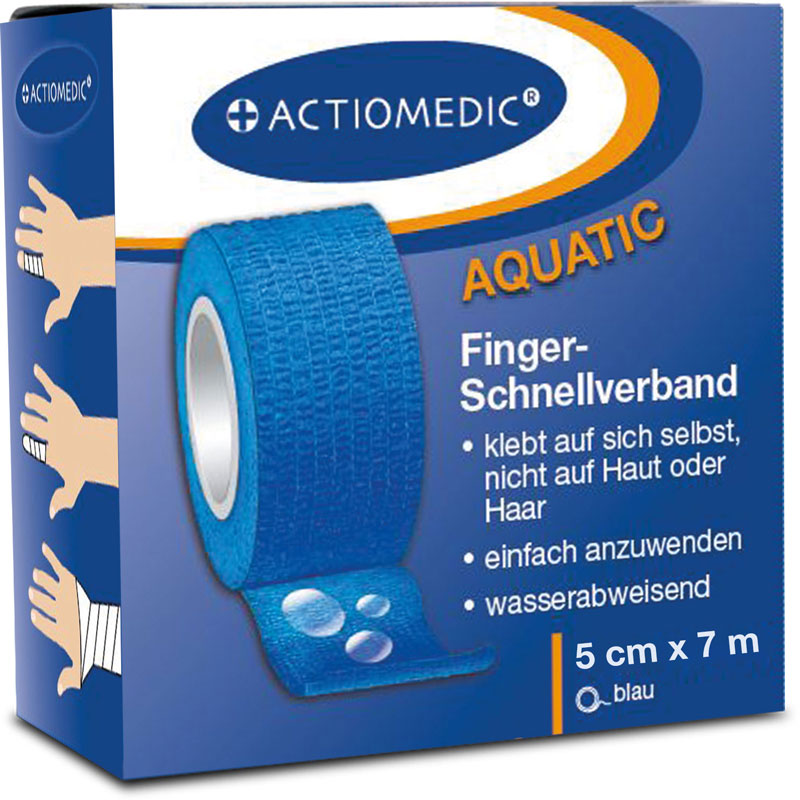ACTIOMEDIC® AQUATIC Schnellverband, blau, 5 cm x 7 m, selbsthaftend}