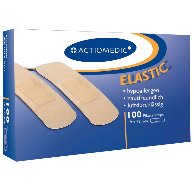 ACTIOMEDIC ELASTIC Pflasterstrips, 19 x 72 mm, Pack ΰ 100 Stück}