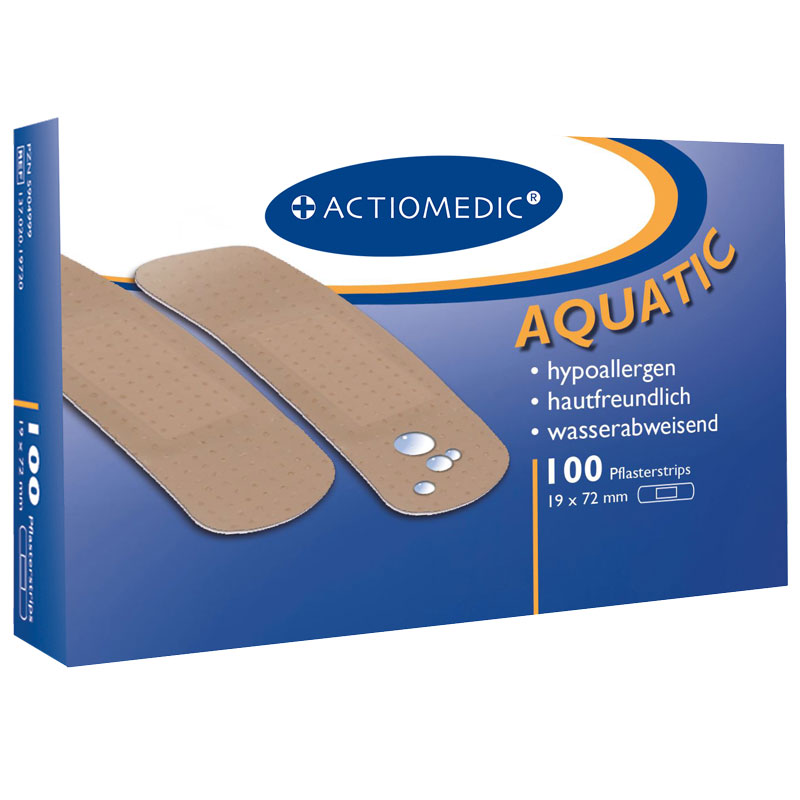 ACTIOMEDIC® AQUATIC Pflasterstrips, 25 x 72 mm, Pack à 100 Stück}