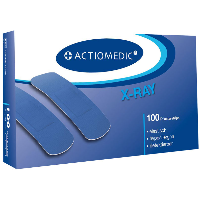 ACTIOMEDIC® X-RAY + ELASTIC Pflasterstrips, 19 x 72 mm, Pack à 100 Stück}